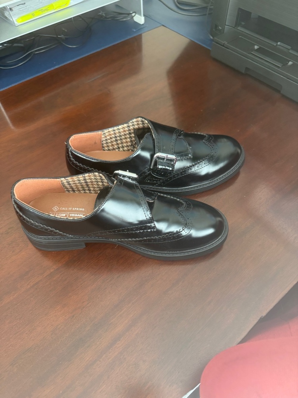 Call It Spring Black Patent Monk Strap Flats